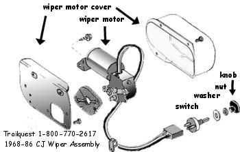 CJ wiper motor assembly